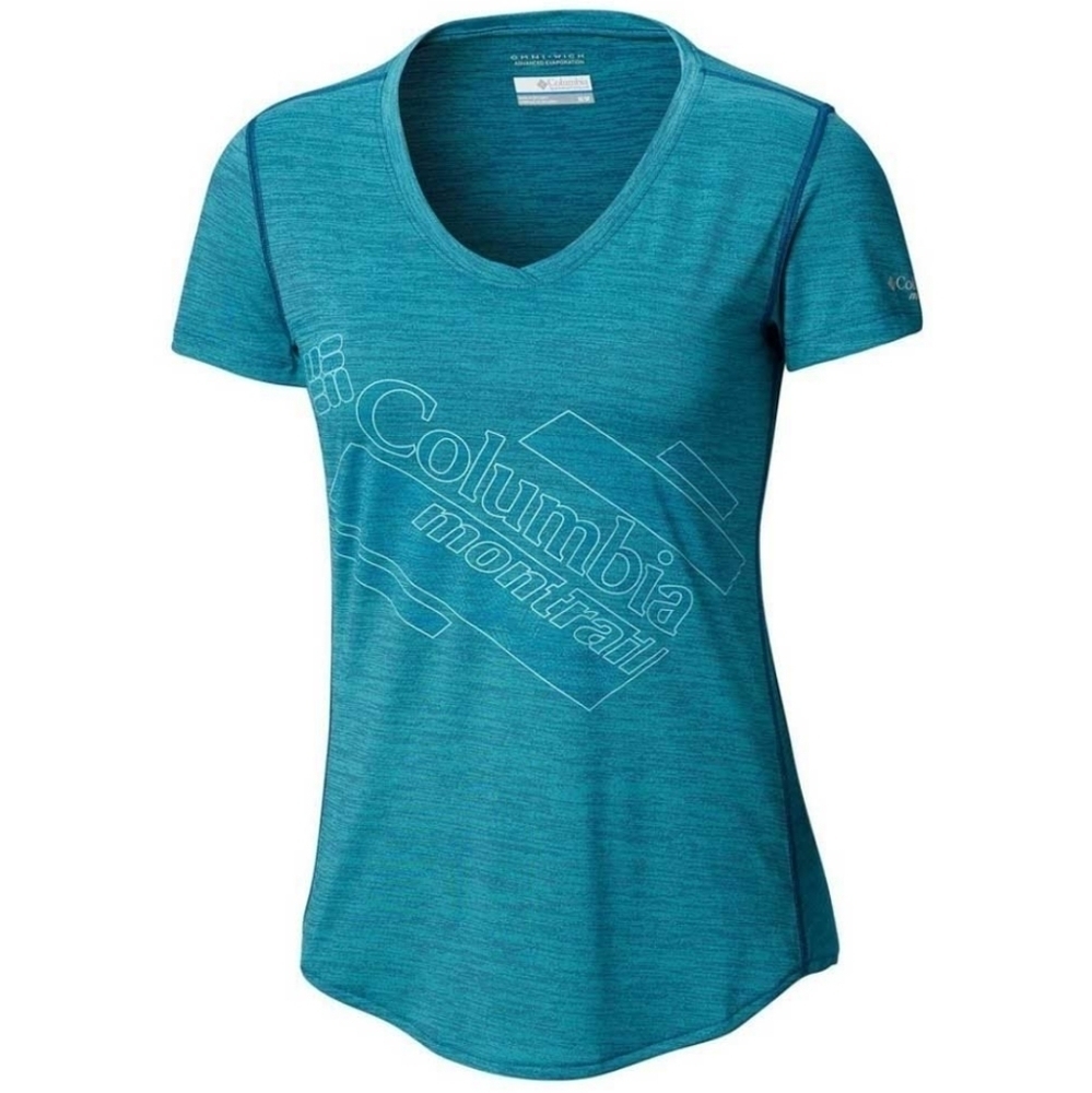 Columbia Women's L‎ Trinity Trail II Graphic V-neck Tee Heathered Hiking Outdoor